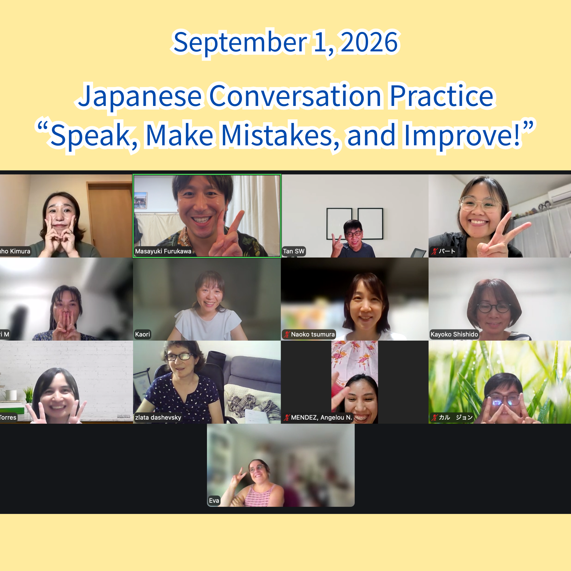 Japanese conversation practice group photo, September 1