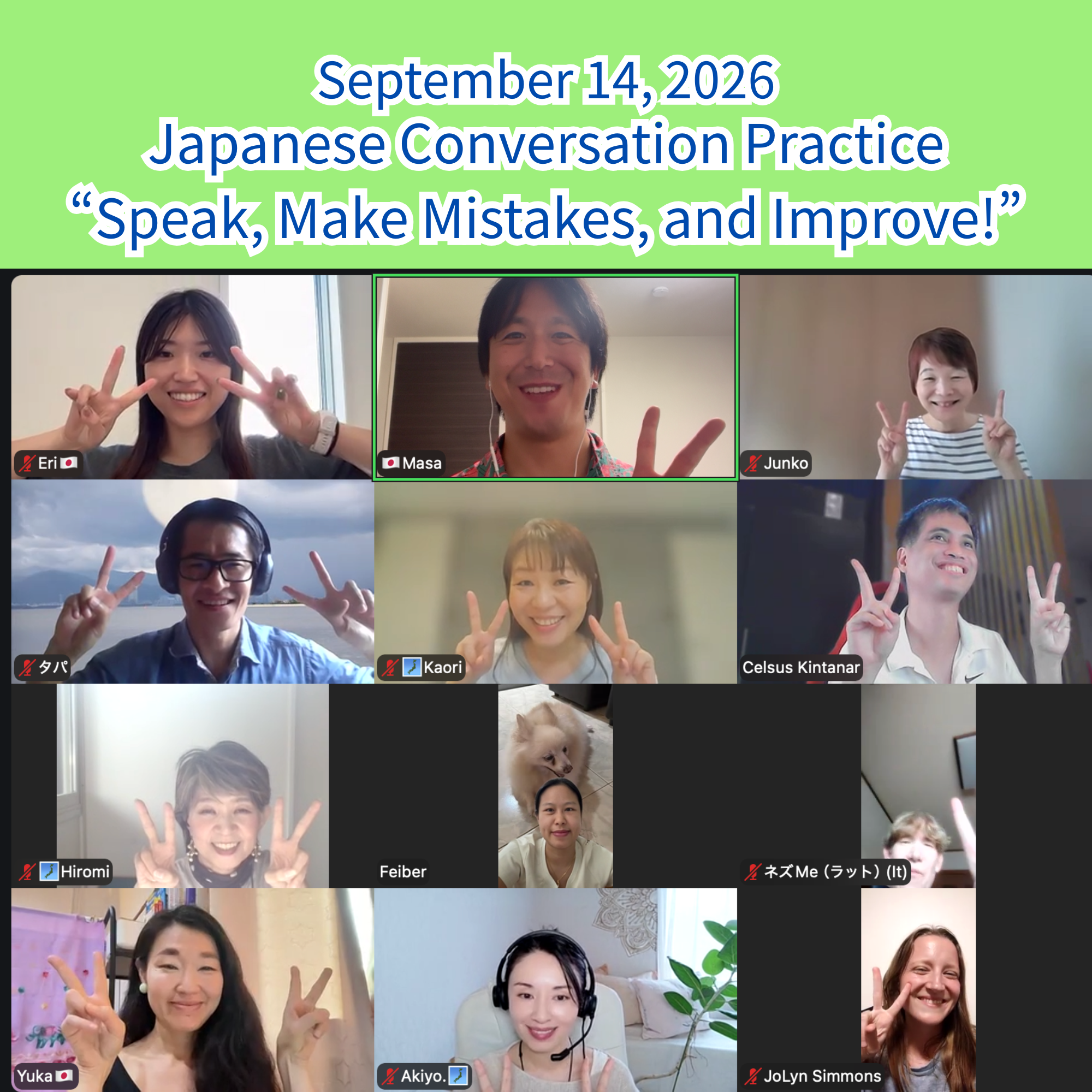 Japanese conversation practice group photo, September 14